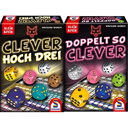 Schmidt Spiele 49384 Clever hoch DREI, Würfelspiel aus der Serie Klein & Fein & 49357 Doppelt so clever, Würfelspiel aus der Serie Klein & Fein, bunt von Schmidt