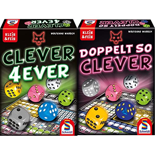 Schmidt Spiele 49424 Clever 4-Ever, Klein und Fein Serie, Würfelspiel, bunt & 49357 Doppelt so clever, Würfelspiel aus der Serie Klein & Fein, bunt von Schmidt