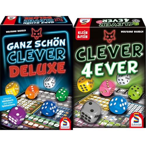 Schmidt Spiele 49443 Ganz schön Clever Deluxe, Würfelspiel, Familienspiel & 49424 Clever 4-Ever, Klein und Fein Serie, Würfelspiel, bunt von Schmidt