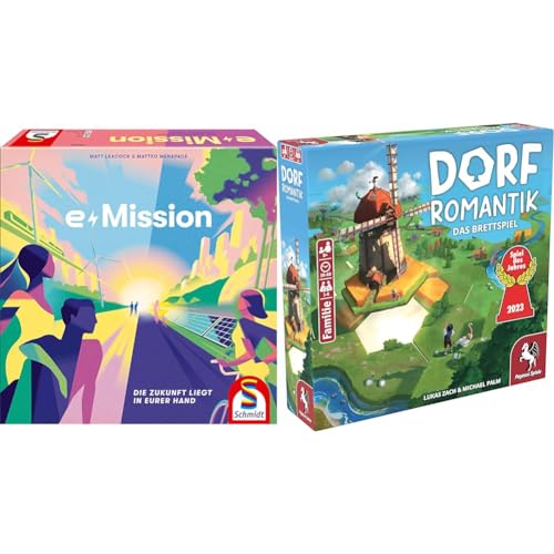 Schmidt Spiele 49444 e-Mission, Familienspiel & Pegasus Spiele 51240G Dorfromantik *Spiel des Jahres 2023* Brettspiele von Schmidt