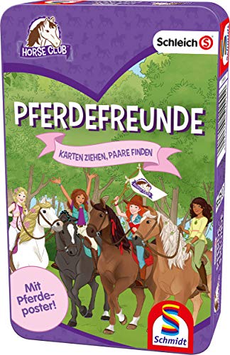 Schmidt Spiele 51424 Pferdefreunde, Kartenspiel in der Metalldose, Schleich Horse Club, bunt von Schmidt