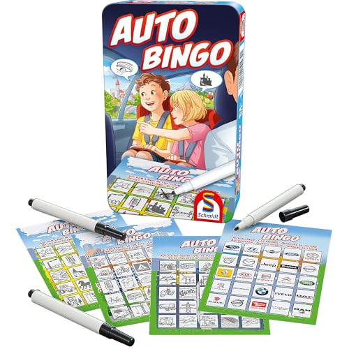 Schmidt Spiele 51434 Auto-Bingo, Bring Mich mit Spiel in der Metalldose, bunt von Schmidt