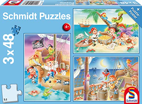 Schmidt Spiele 56223 Puzzle 56223-Standard 3 x 48, Bunt, Piratenbande, 3x48 Teile von Schmidt Spiele