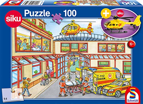 Schmidt Spiele 56352 SIKU Rettungshubschrauber, Kinderpuzzle, 100 Teile, Hubschrauber, Bunt von Schmidt Spiele