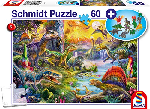 Schmidt Spiele 56372 Dinosaurier, 60 Teile Kinderpuzzle, mit Dino Figuren von Schmidt