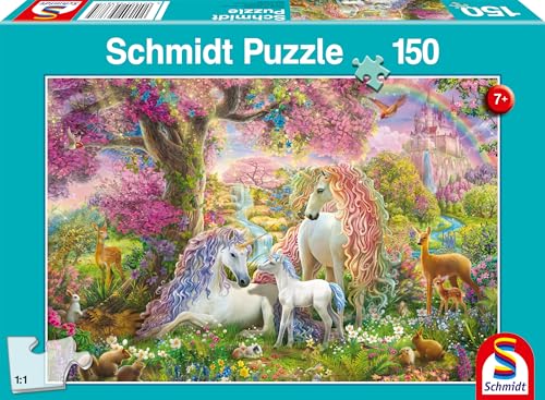 Schmidt Spiele Einhorn 56387 Einhornfamilie im Blütenwald, 150 Teile Kinderpuzzle, Mehrfarbig von Schmidt