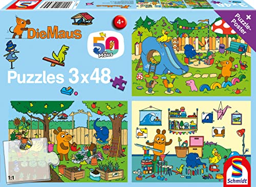 Schmidt Spiele 56394 Sendung Mit Der Maus Micky Tag, 3x48 Teile Kinderpuzzle, Bunt von Schmidt