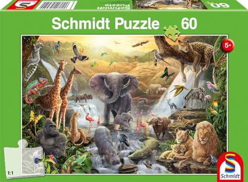 Schmidt Spiele Animaux 56454 Tiere in Afrika, 60 Teile Kinderpuzzle, Mehrfarbig, Normal von Schmidt Spiele