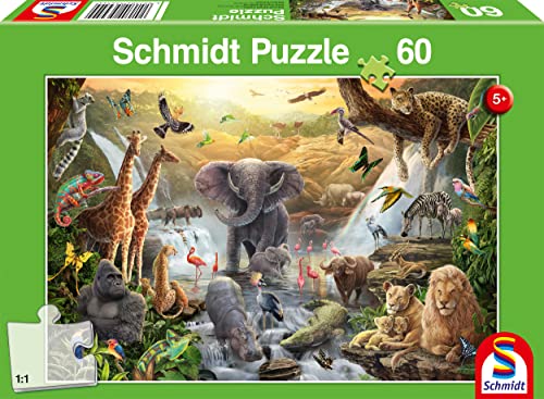 Schmidt Spiele Animaux 56454 Tiere in Afrika, 60 Teile Kinderpuzzle, mehrfarbig, Normal von Schmidt Spiele