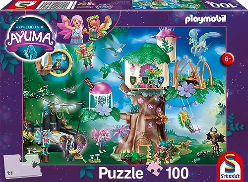 Schmidt Spiele 56480 Playmobil, Ayuma, Der magische Wald der Feen, Puzzle für Kinder, 100 Teile, Mehrfarbig, S von Schmidt