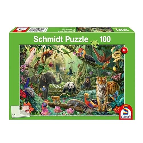 Schmidt Spiele 56485 Bunte Tierwelt im Dschungel, 100 Teile Kinderpuzzle von Schmidt