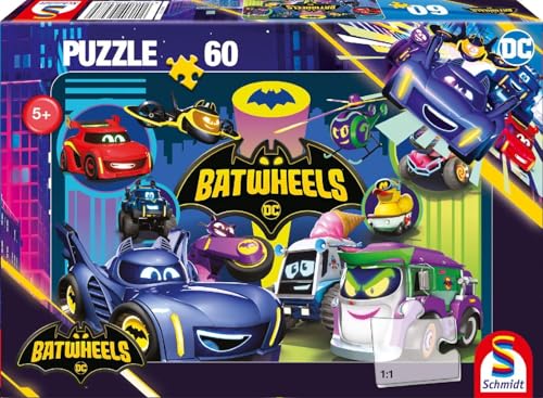 Schmidt Spiele 56488 Batwheels, Batmobile gegen Legion der Düser, 60 Teile Kinderpuzzle von Schmidt