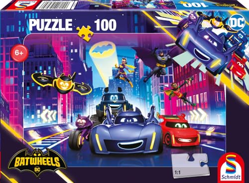 Schmidt Spiele 56489 Batwheels, Turbogeladene Action in Gotham City, 100 Teile Kinderpuzzle von Schmidt