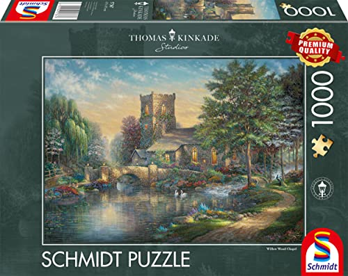 Schmidt Spiele 57367 Thomas Kinkade, Willow Wood Chapel, 1000 Teile Puzzle, Normal von Schmidt Spiele