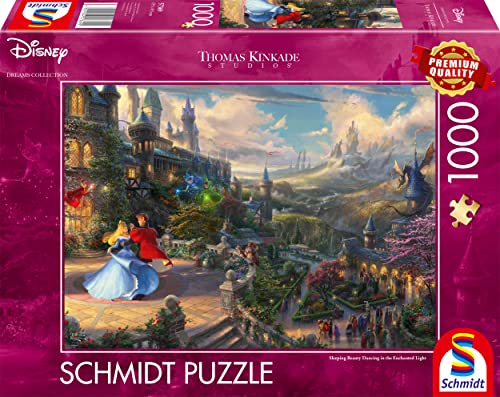 Schmidt Spiele 57369 Thomas Kinkade, Disney, Sleeping Beauty Dancing in The Enchanted Light, 1000 Teile Puzzle von Schmidt