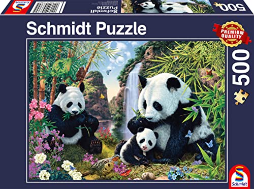 Schmidt Spiele 57380 Pandafamilie am Wasserfall, 500 Teile Puzzle von Schmidt