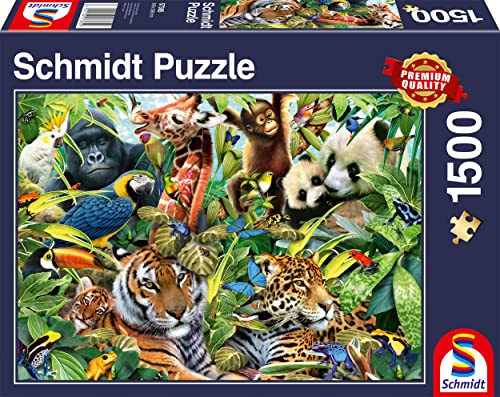 Schmidt Spiele Tier 57385 Kunterbunte Tierwelt, 1500 Teile Puzzle, Mehrfarbig, Large von Schmidt Spiele