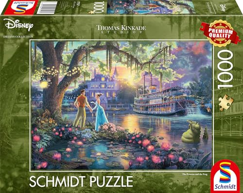 Schmidt Spiele 57527 Thomas Kinkade, Disney, Froschkönig, Die Prinzessin und der Frosch, 1000 Teile Puzzle, bunt[Exklusiv bei Amazon] von Schmidt