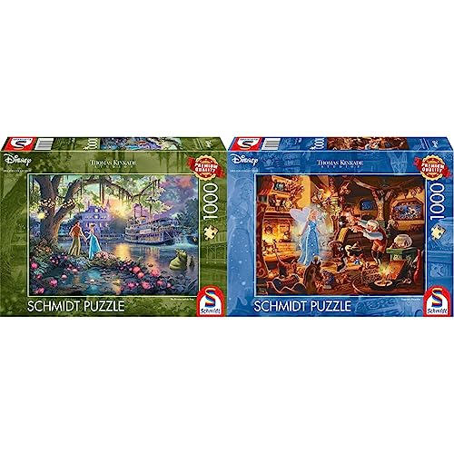 Schmidt Spiele 57527 Thomas Kinkade, Disney, Froschkönig & Thomas Kinkade 57526, Disney, Geppettos Pinocchio, 1000 Teile Puzzle, bunt[Exklusiv bei Amazon] von Schmidt