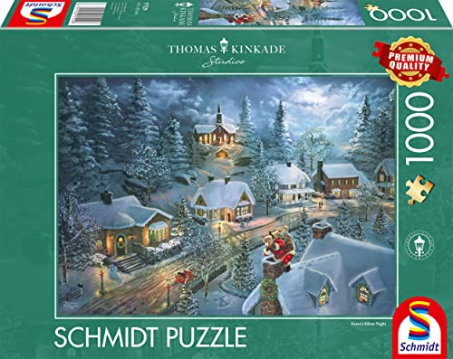 Schmidt Spiele 57529 Thomas Kinkade Weihnachtsmotiv, Santas Silent Night, 1000 Teile Puzzle, bunt von Schmidt