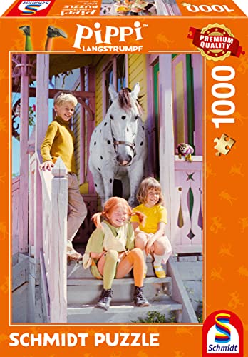 Schmidt Spiele 57572 Pippi Langstrumpf und ihre Freunde, 1000 Teile Puzzle, Normal, [Possible] Rot (Red) von Schmidt Spiele