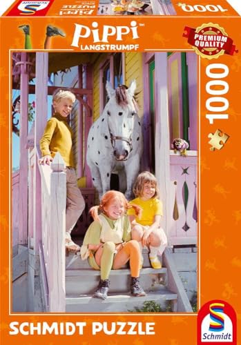 Schmidt Spiele 57572 Pippi Langstrumpf und ihre Freunde, 1000 Teile Puzzle, Normal, [Possible] Rot (Red) von Schmidt