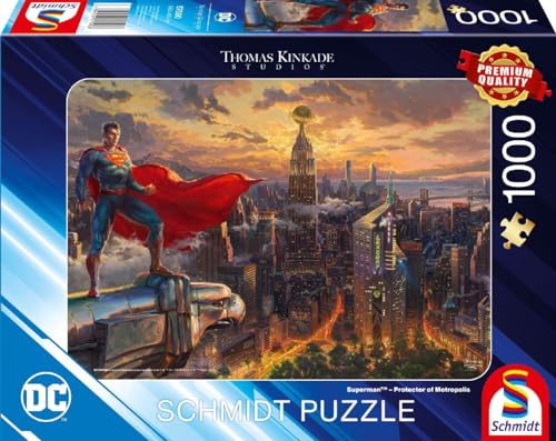 Schmidt Spiele 57590 Thomas Kinkade, Superman, Protector of Metropolis, 1000 Teile Puzzle, Mehrfarbig, Normal von Schmidt Spiele