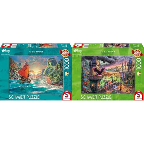 Schmidt Spiele 58030 Thomas Kinkade, Disney, Vaiana, Moana, 1000 Teile Puzzle, Normal & 58029 Thomas Kinkade, Disney, Maleficent, 1000 Teile Puzzle, Normal von Schmidt