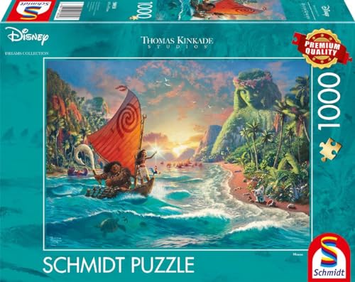 Schmidt Spiele 58030 Thomas Kinkade, Disney, Vaiana, Moana, 1000 Teile Puzzle, Normal, Schwarz, Weiß von Schmidt