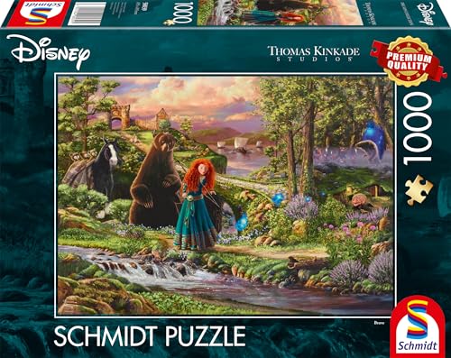 Schmidt Spiele 58039 Disney, Brave, Merida, Thomas Kinkade, 1000 Teile Puzzle, Mehrfarbig von Schmidt