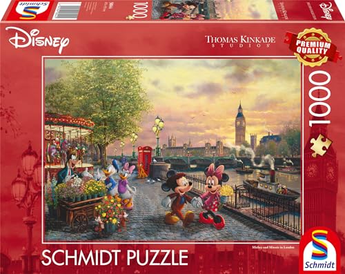 Schmidt Spiele 58044 Thomas Kinkade, Disney, Mickey & Minnie in London, 1000 Teile Puzzle, bunt von Schmidt Spiele