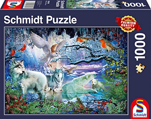 Schmidt Spiele 58349 Wölfe im Winterwald, 1000 Teile Puzzle, Bunt von Schmidt