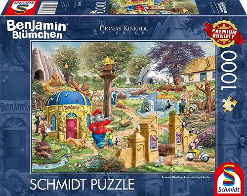 Schmidt Spiele 58423 Thomas Kinkade, Kiddinx, Benjamin Blümchen, Ein Tag im Neustädter Zoo, 1000 Teile Puzzle von Schmidt