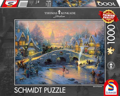 Schmidt Spiele 58450 - Thomas Kinkade "Winterliches Dorf", 1000 Teile Puzzle von Schmidt Spiele