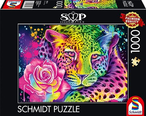 Schmidt Spiele 58514 Sheena Pike, Neon Regenbogen-Leopard, 1000 Teile Puzzle von Schmidt