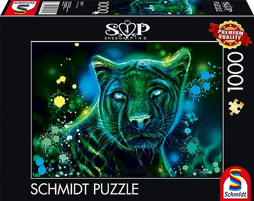 Schmidt Spiele 58517 Sheena Pike, Neon Blau-grüner Panther, 1000 Teile Puzzle von Schmidt