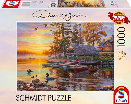 Schmidt Spiele 58532 Darrel Bush, Bootshaus mit Kanus, 1000 Teile Puzzle, bunt von Schmidt