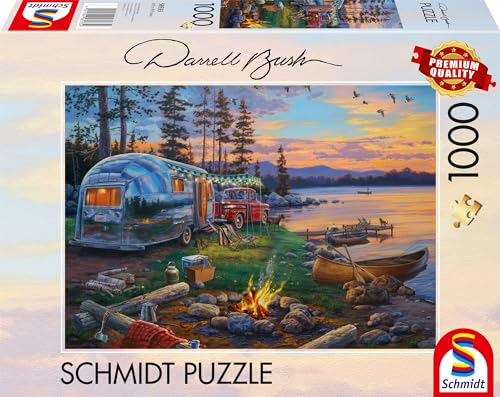 Schmidt Spiele 58533 Darrel Bush, Campingidyll am See, 1000 Teile Puzzle, bunt von Schmidt Spiele