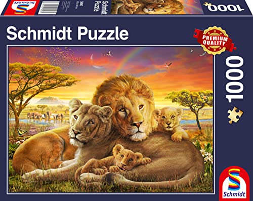 Schmidt Spiele 58987 Kuschelnde Löwenfamilie, 1000 Teile Puzzle von Schmidt