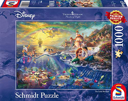 Schmidt Spiele 59479 Thomas Kinkade, Disney, Kleine Meerjungfrau, Arielle, 1000 Teile, Meerkleurig von Schmidt