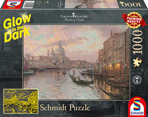 Schmidt Spiele 59499 Thomas Kinkade, Straßen von Venedig, Glow in The Dark, 1000 Teile Puzzle, Bunt von Schmidt