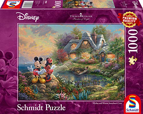 Schmidt Spiele 59639 Thomas Kinkade, Disney, Sweethearts Mickey & Minnie, 1000 Teile Puzzle von Schmidt