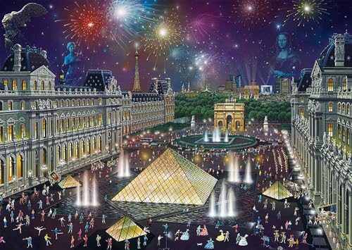 Schmidt Spiele 59648 Alexander Chen, Feuerwerk am Louvre, 1.000 Teile Puzzle, Bunt von Schmidt