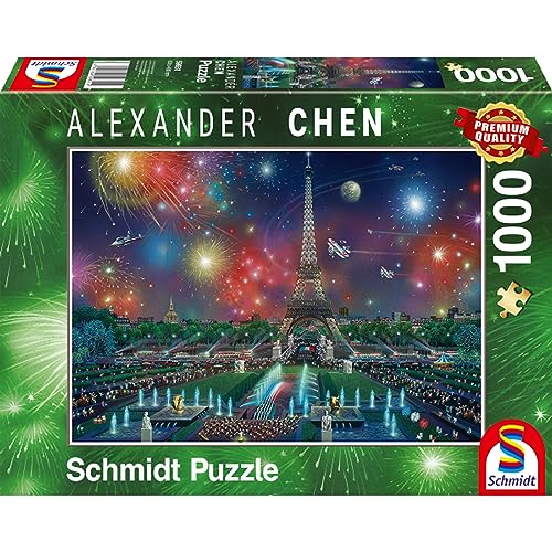 Schmidt Spiele 59651 Alexander Chen, Feuerwerk am Eiffelturm, 1.000 Teile Puzzle, Bunt von Schmidt