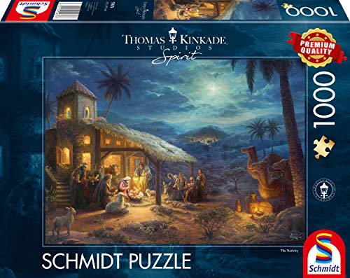 Schmidt Spiele 59676 Thomas Kinkade Tier, Spirit, Jesu Geburt, 1.000 Teile Puzzle, Bunt, 1000 von Schmidt