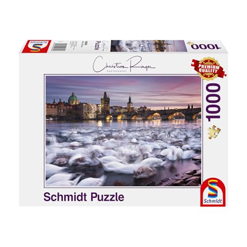 Schmidt Spiele 59695 1000 Prague: Swans Christian Ringer, Prag, Schwäne, 1.000 Teile Puzzle, Bunt von Schmidt Spiele