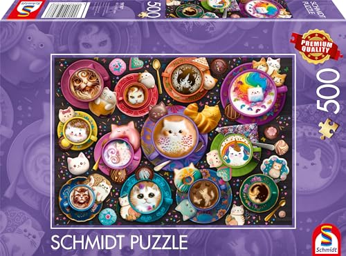 Schmidt Spiele 59707 Kätzchen à la Latte Art, 500 Teile Puzzle, bunt, Large von Schmidt