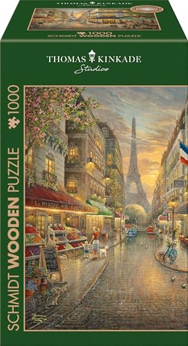 Schmidt Spiele 59798 Malerisches Paris, Thomas Kinkade, 1000 Teile Holzpuzzle, Mehrfarbig von Schmidt Spiele