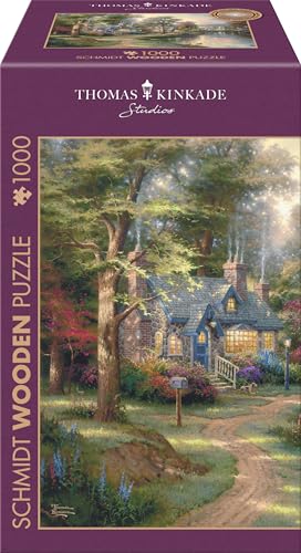 Schmidt Spiele 59800 Dorf am See, Thomas Kinkade, 1000 Teile Holzpuzzle, Mehrfarbig von Schmidt Spiele