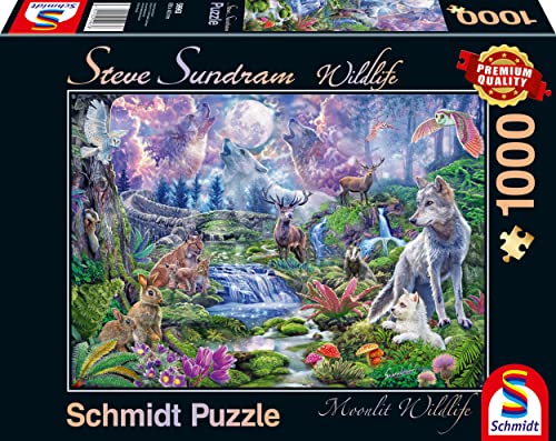 Schmidt Spiele 59963 Wildlife, Wildtiere im Mondschein, 1000 Teile Puzzle von Schmidt